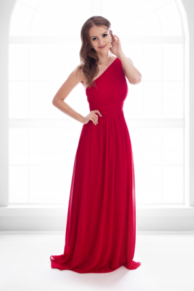 Okolicznościowa maxi sukienka Leya o kolorze czerwonym