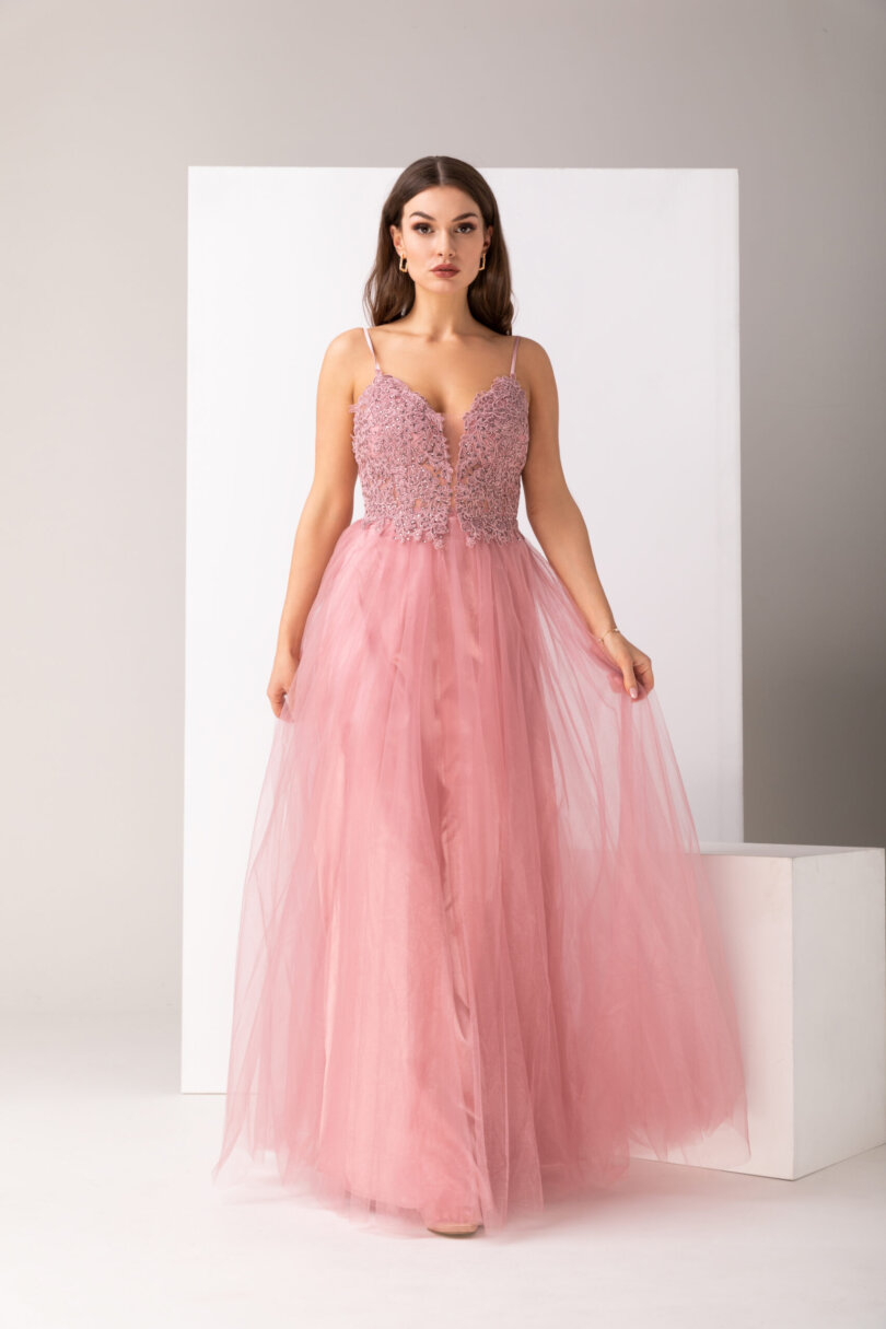 Tiulowa sukienka Kiara w kolorze różowym